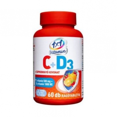 1x1 Vitaday  C-vitamin 500 mg + 1000 NE D3-vitamin rágótabletta 60 db