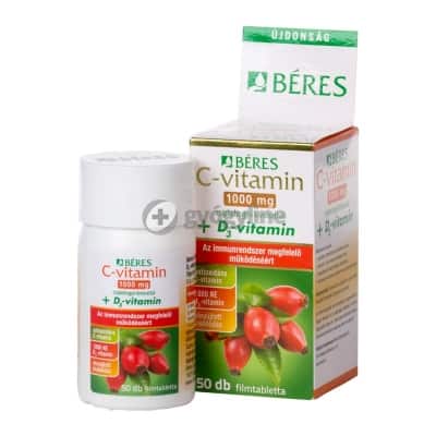Béres C-vitamin 1000 mg csipkebogyó kivonattal + D3-vitamin filmtabletta, 50 db