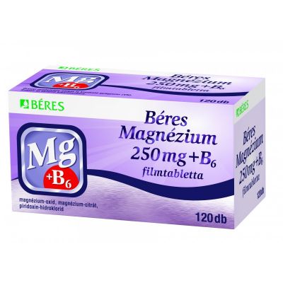 Béres magnézium 250 mg + B6 filmtabletta 120 db