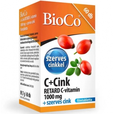 Bioco C vitamin + cink retard 1000 mg + szerves cink tabletta 60 db