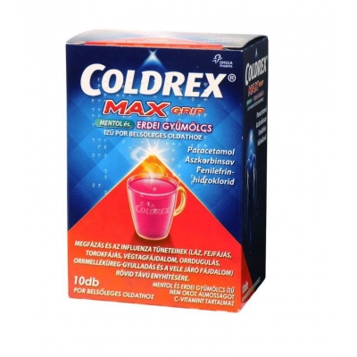 Coldrex MaxGrip mentol és erdei gyümölcs ízű por belsőleges oldathoz 10 db