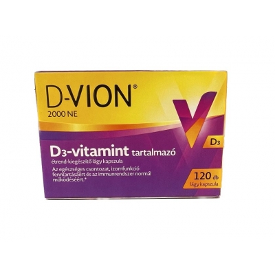 D-vion 2000 NE D3-vitamint tartalmazó étrend-kiegészítő lágy kapszula 120 db
