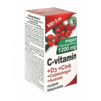 Dr. Chen C-vitamin 1200mg +D3 +Cink +Csipkebogyó +Acerola nyújtott felszívódású filmtabletta 105 db