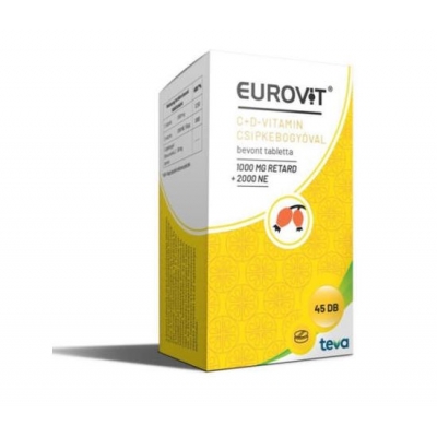 Eurovit C-vitamin 1000 mg + D-vitamin 2000 NE + csipkebogyóval bevont tabletta 45 db