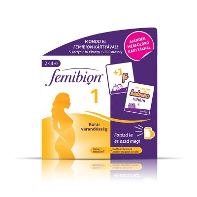 Femibion 1 korai várandósság étrendkiegészítő tabletta 28 + 28 db + 5 db mérföldkőkártya