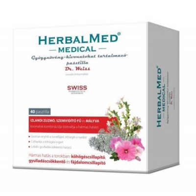 HerbalMed Medical gyógynövénykivonatokat tartalmazó pasztilla 40 db