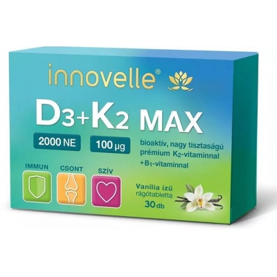Innovelle D3+K2 max 2000 Ne vanília ízű rágótabletta 30 db