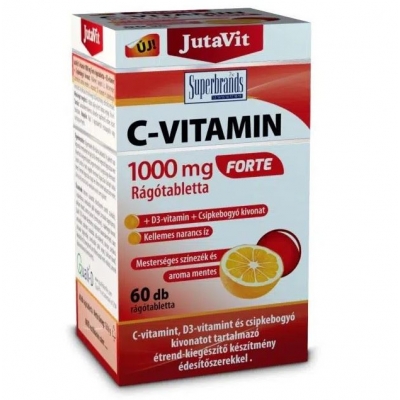 Jutavit C-vitamin 1000 mg Forte + D3-vitamin narancs ízű rágótabletta 60 db