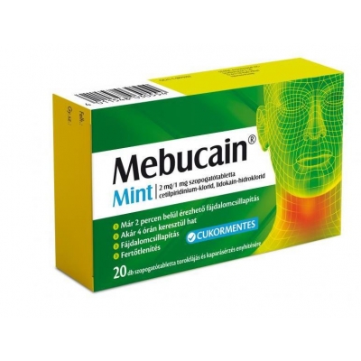 Mebucain mint 2 mg/1 mg szopogató tabletta 20 db