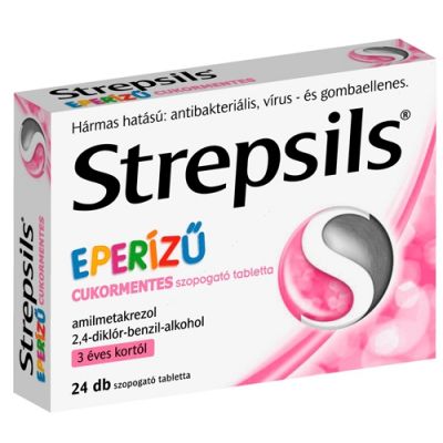 Strepsils eperízű cukormentes szopogató tabletta, 24 db