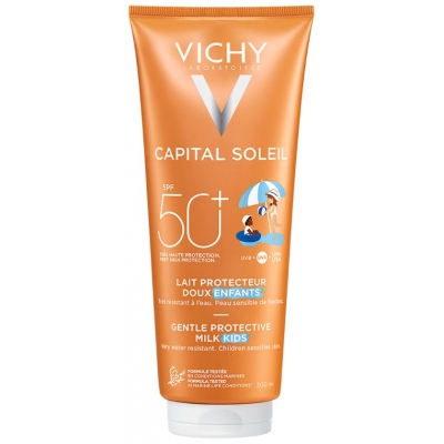 Vichy Capital Soleil napvédő tej <br>gyerekeknek arcra és testre, érzékeny bőrre SPF50 300 ml