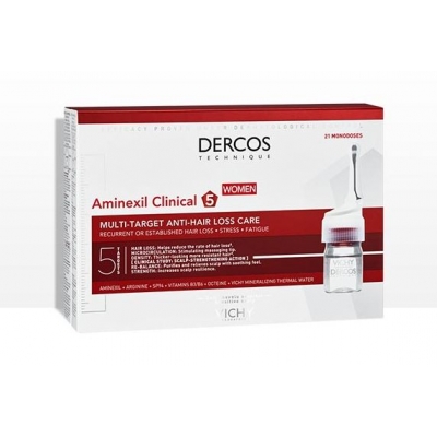 Vichy Dercos Aminexil Clinical 5 hajhullás elleni ampulla nőknek, 21 db