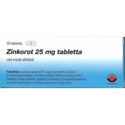 Zinkorot 25 mg tabletta - 100 db